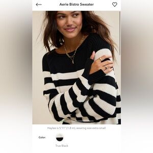 Aerie Classic Black and White Striped Sweater
